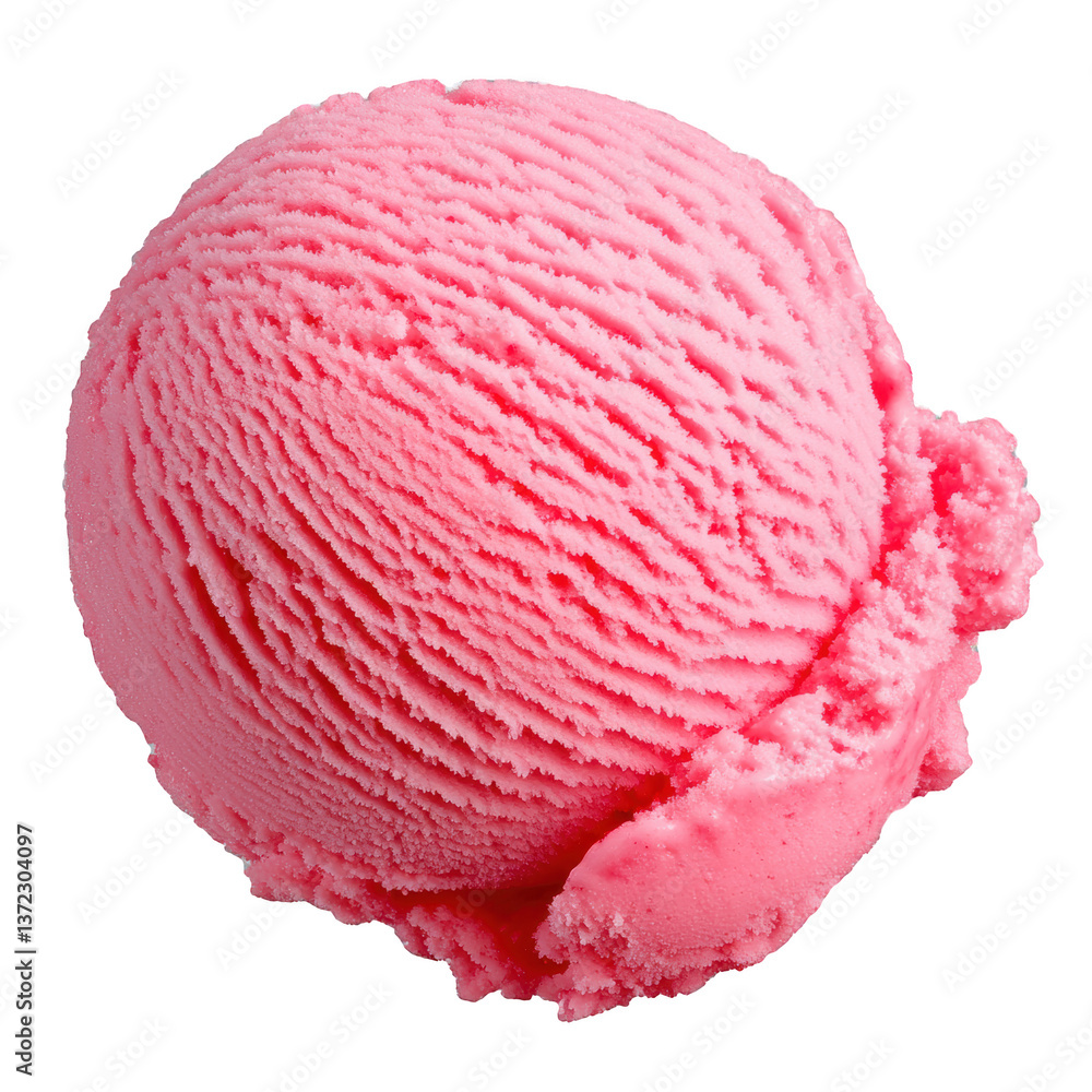 a scoop of vibrant pink ice cream. The ice cream appears to be perfectly round and has a creamy texture a scoop of vibrant pink ice cream. The ice cream appears to be perfectly round and has a creamy texture