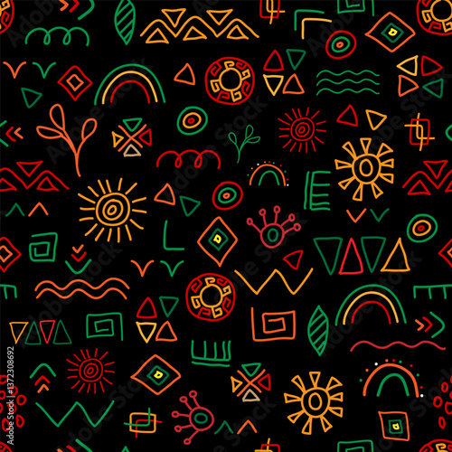 Hand drawn abstract seamless pattern, ethnic background, simple style - great for textiles, banners, wallpapers, wrapping - vector design