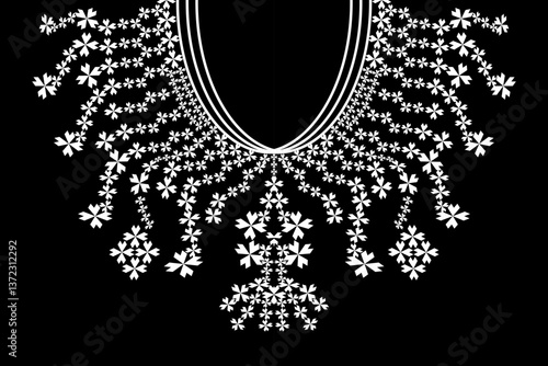 White flower striped neckline,embroidery collar pattern.