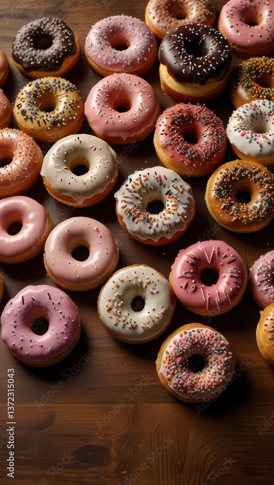 Chocolate-glazed donut rainbow sprinkles placed. Chocolate-glazed donut rainbow sprinkles placed.