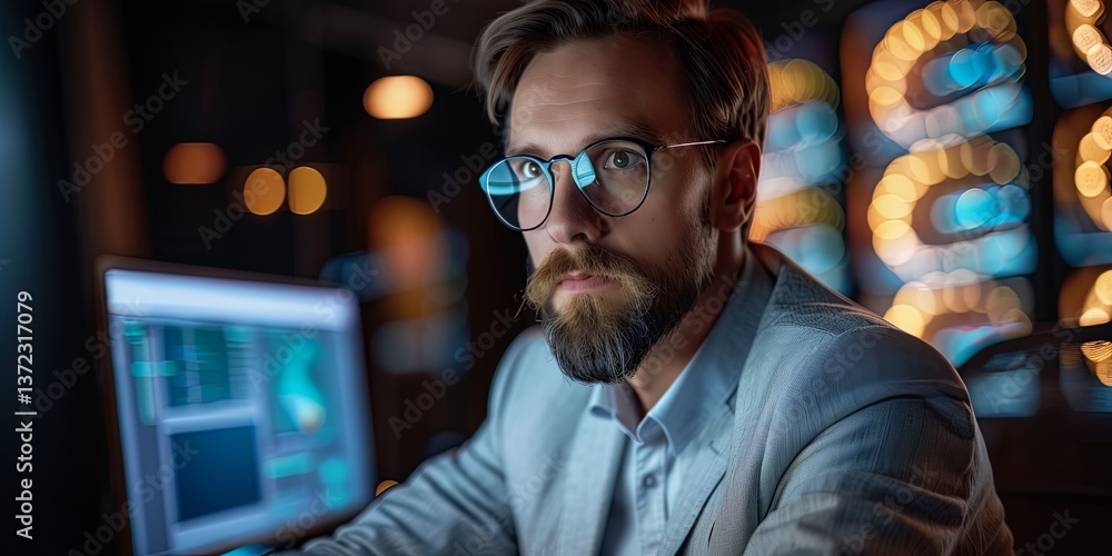 A professional managing corporate data online A professional managing corporate data online