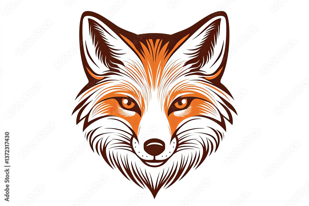 Obraz premium Illustration of a fox head featuring intricate details and vibrant colors.