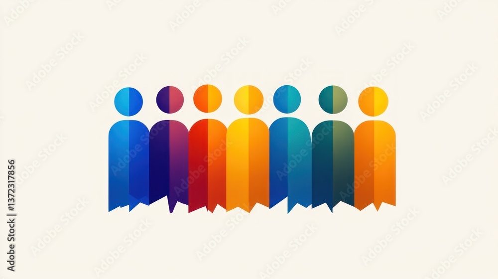 Colorful diverse people group, abstract design, simple background, social unity concept Colorful diverse people group, abstract design, simple background, social unity concept