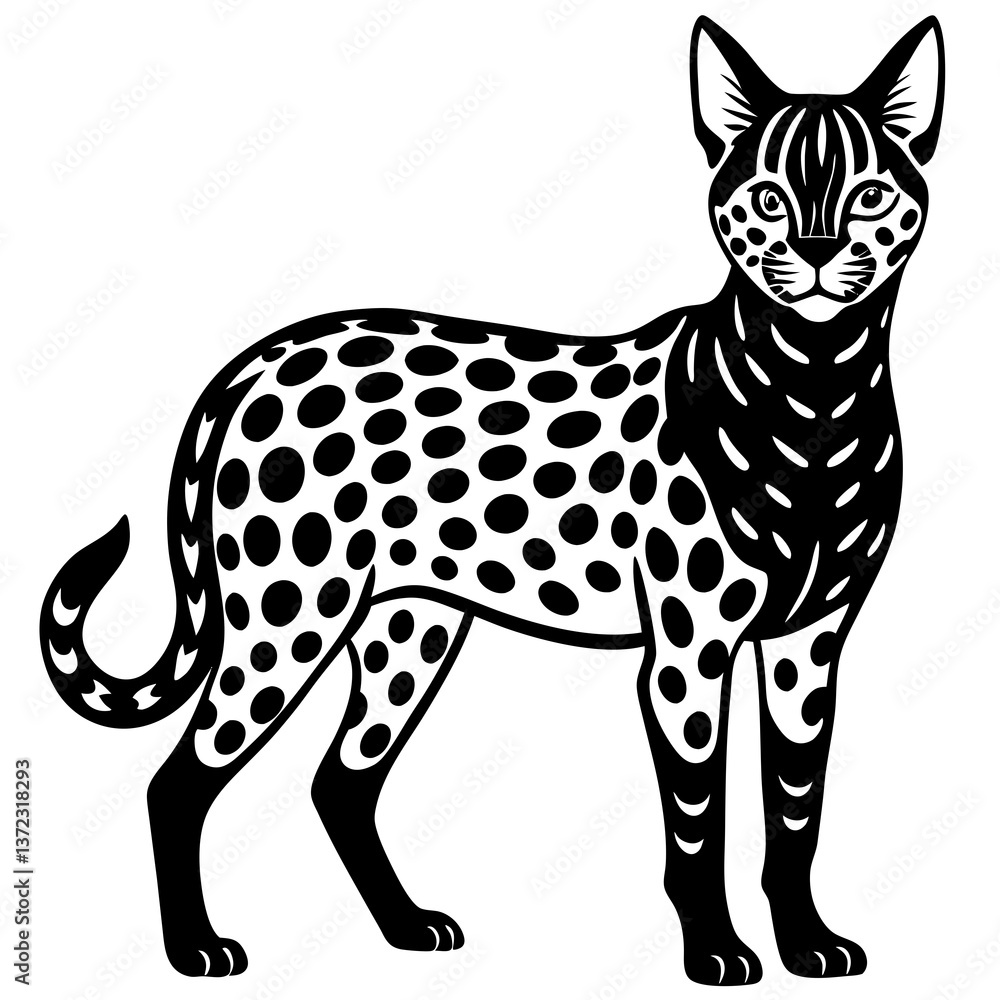 Fototapeta premium Serval vector illustration 