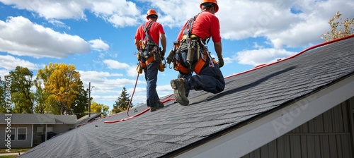 Essential roofing tools are utilized by construction crews for effective installation.