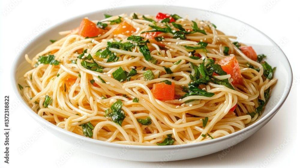 Classic Chinese lo mein noodles, tossed with soy sauce, sesame oil, and colorful stir-fried vegetables Classic Chinese lo mein noodles, tossed with soy sauce, sesame oil, and colorful stir-fried vegetables