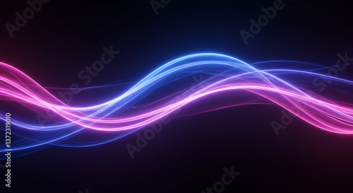 Bright pink and blue neon waves creating a captivating electric atmosphere.