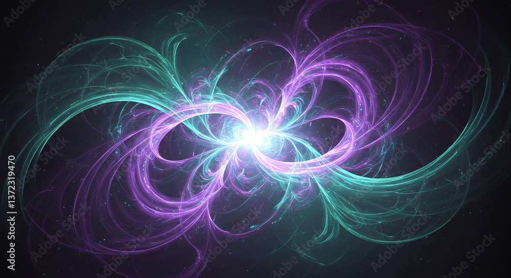 Fototapeta premium Abstract glowing energy spheres intertwined in a mesmerizing cosmic design.