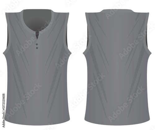 Grey  sleeveless t shirt. vector illustration