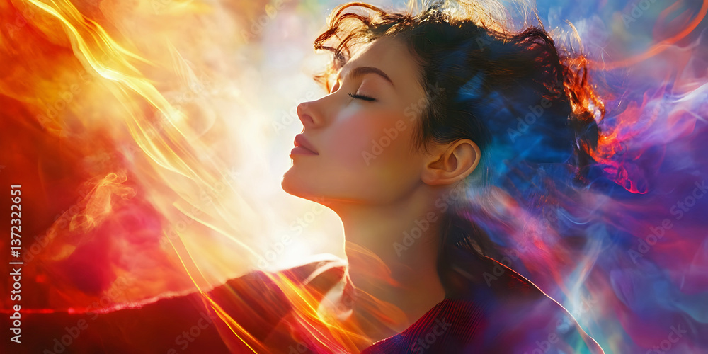 Fototapeta premium Fiery Entity Devil beuty woman, ai generated. 