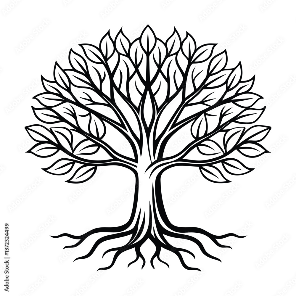 Obraz premium vector tree illustration outline