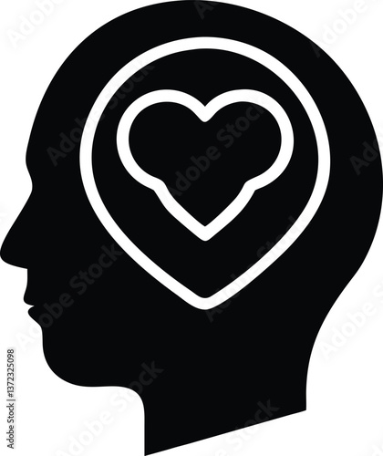 A silhouette profile with a heart symbolizing love and thought AI Generative AI Generative