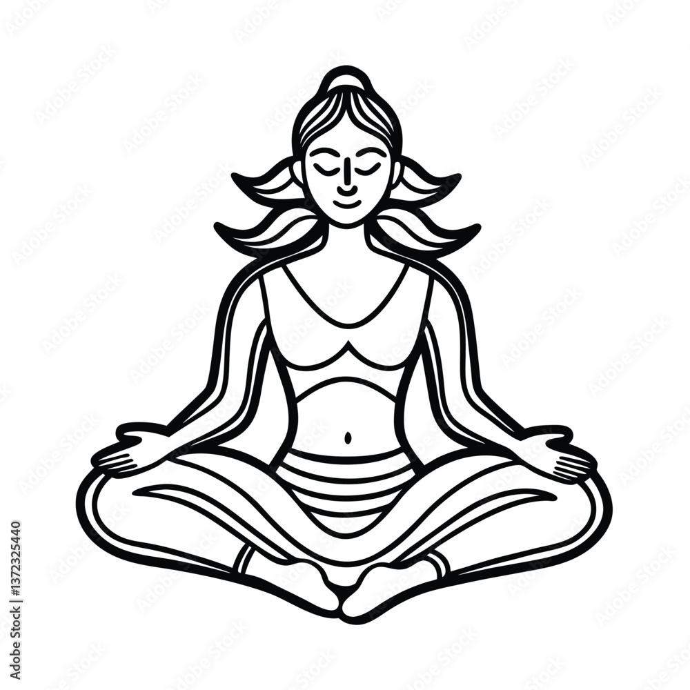 vector illustration outline of yoga woman vector illustration outline of yoga woman