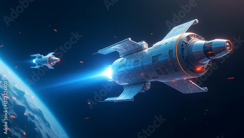 Wallpaper Mural Futuristic Abstract Wallpaper Design: Sleek Visuals of Zero Gravity Research & Microgravity Experiments with Space for Corporate Text Overlays Torontodigital.ca