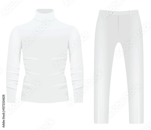 White  roll neck shirt and pants. vector illustration