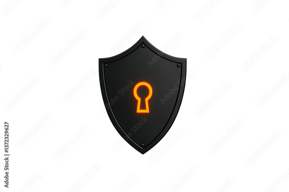 A stylized shield featuring a keyhole symbol illuminated in orange, representing security and protection. A stylized shield featuring a keyhole symbol illuminated in orange, representing security and protection.