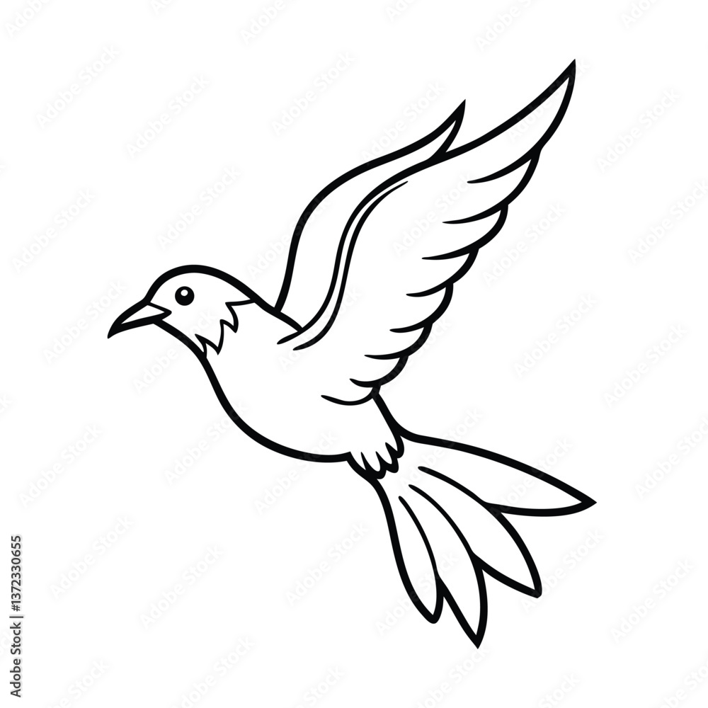 Obraz premium dove of peace vector illustration outline
