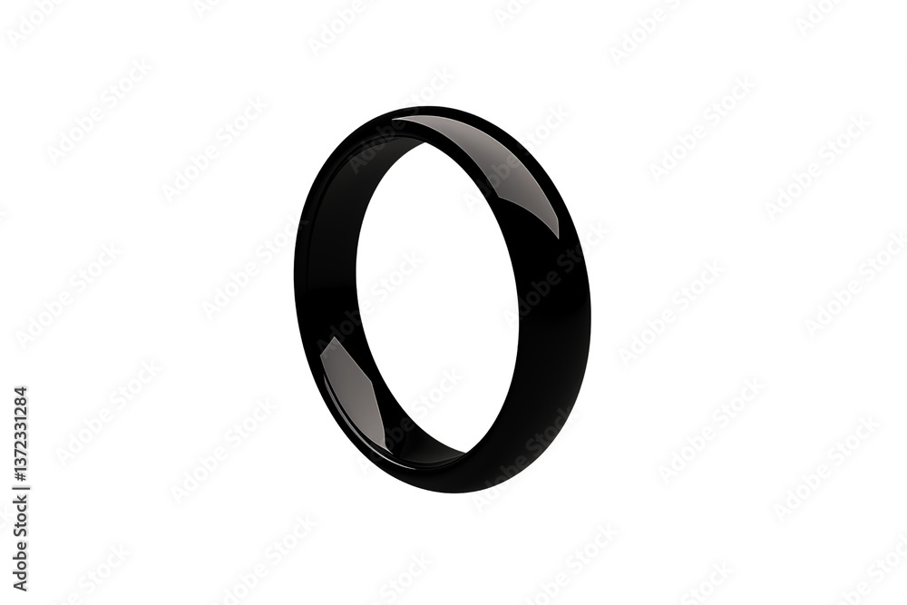 A sleek black ring with a glossy finish, showcasing its smooth surface and elegant design. A sleek black ring with a glossy finish, showcasing its smooth surface and elegant design.