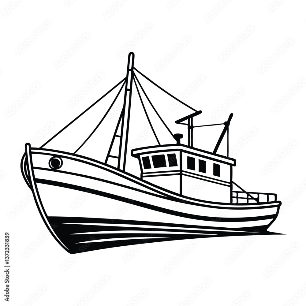 Fishing boat vector illustration. Fishing boat vector illustration.