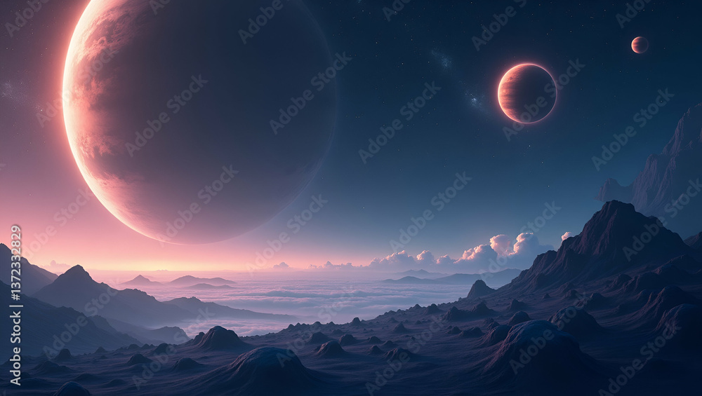 Minimalist wallpaper design featuring abstract cosmic motifs and stylized exoplanet imagery rendered in soft gradients with expansive empty space for text overlays; conveys cutting edge exoplanet disc Minimalist wallpaper design featuring abstract cosmic motifs and stylized exoplanet imagery rendered in soft gradients with expansive empty space for text overlays; conveys cutting edge exoplanet disc