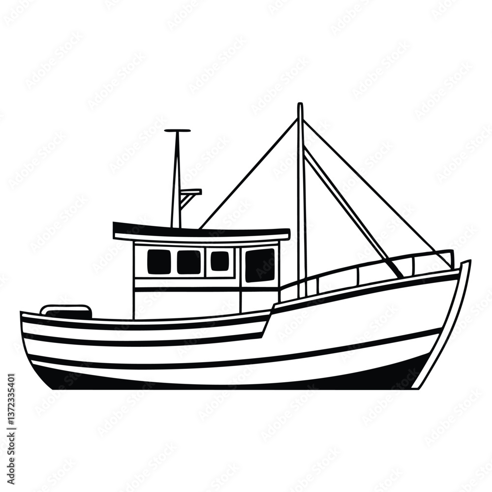 Fishing boat vector illustration. Fishing boat vector illustration.