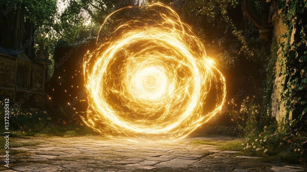 Golden Portal in Enchanted Garden
