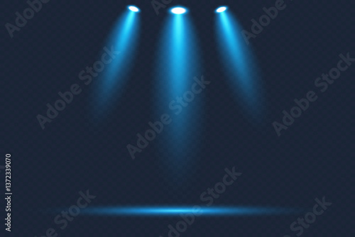 Realistic spotlights for lighting. Studio lighting png. Lighting effect.