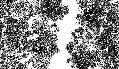 Aerial view river in the forest line art  