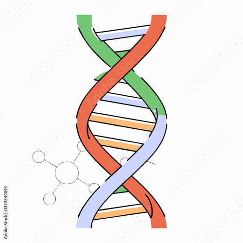 DNA Strand and Chemical Structures Vector Illustration