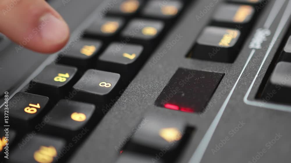 press the button.DJ console. Video in slow motion. High quality 4k