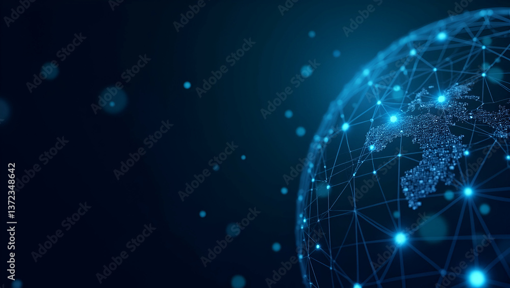 Fototapeta premium Contemporary Wallpaper Design: Abstract Visuals with Digital Grids & Crypto Icons for Futuristic Commerce - Ample Space for Text Overlays