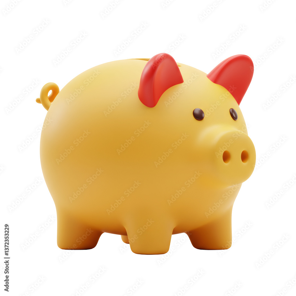 3D Rendered Yellow Piggy Bank with Red Ears 3D Rendered Yellow Piggy Bank with Red Ears