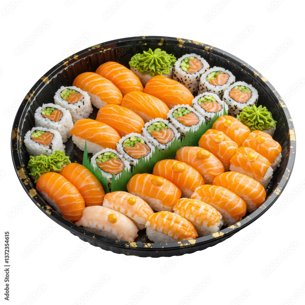 Large Sushi Platter with Salmon Nigiri and Rolls Large Sushi Platter with Salmon Nigiri and Rolls