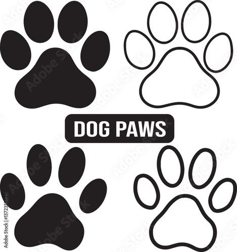 Paw print simple icons. Vector