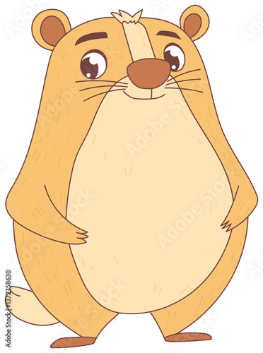 A charming cartoon rodent with warm hues and gentle curves, set against a clean backdrop, embodying friendly animation.