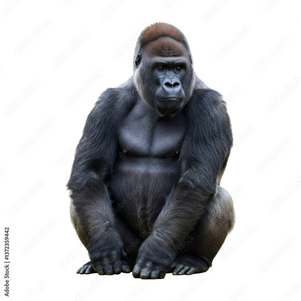 Powerful Seated Gorilla on Transparent Background Powerful Seated Gorilla on Transparent Background