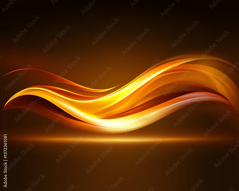 An abstract artistic display of flowing golden and amber shapes