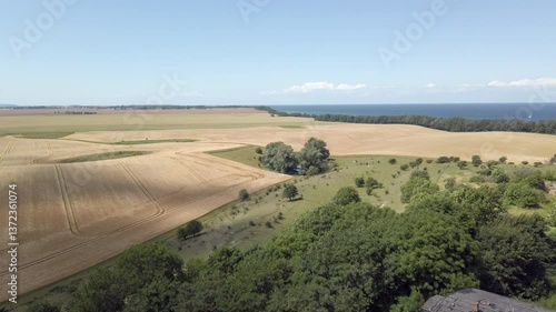 Aerial view of Kap Arkona region in the north of the German island Rügen, 4k footage