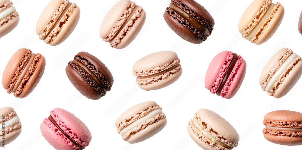 Pattern of assorted French macarons isolated on transparent background Pattern of assorted French macarons isolated on transparent background