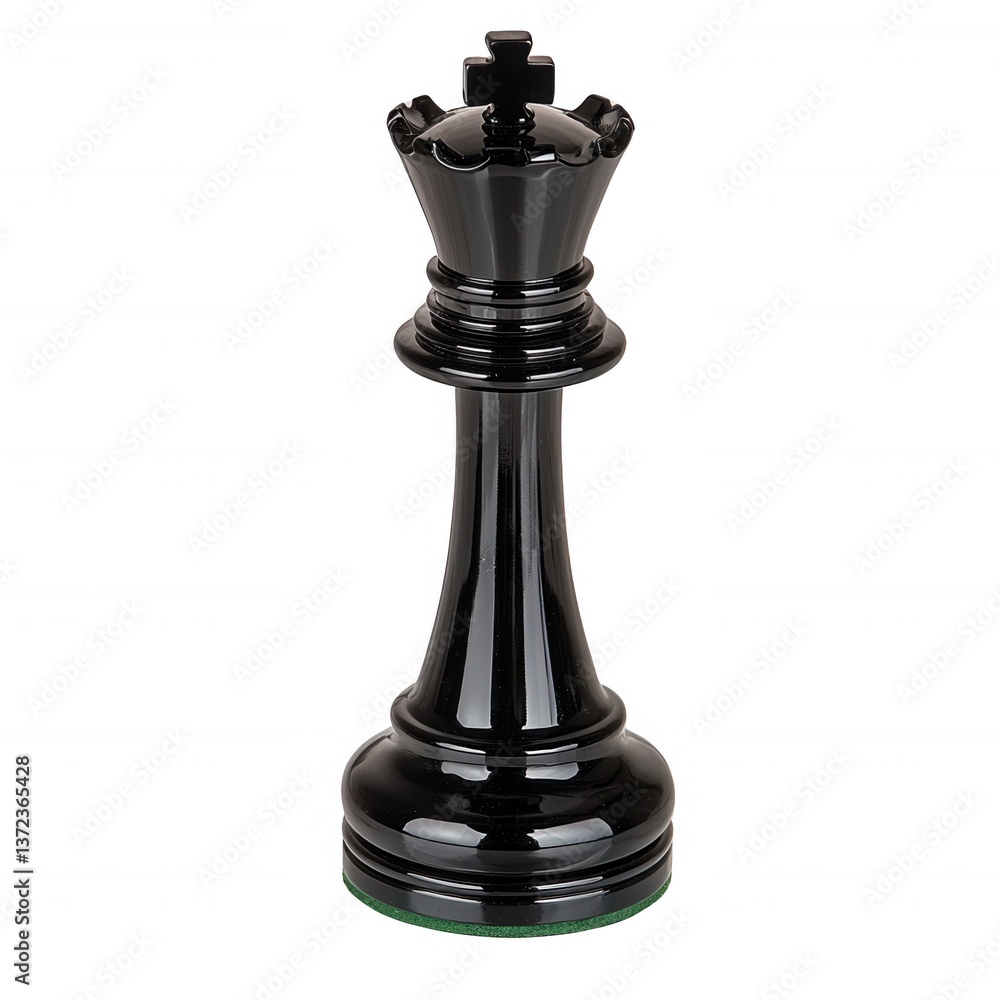 A detailed view of a glossy black chess king piece isolated against a white background. Perfect for illustrating strategy, games, and intellectual competition. A detailed view of a glossy black chess king piece isolated against a white background. Perfect for illustrating strategy, games, and intellectual competition.