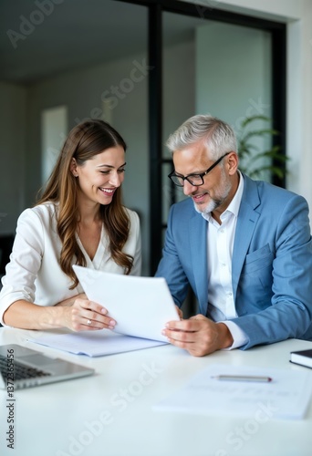 Corporate Success Business Professionals Reviewing a Document Together