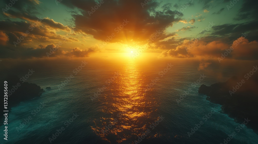 Obraz premium Golden sun abstract background