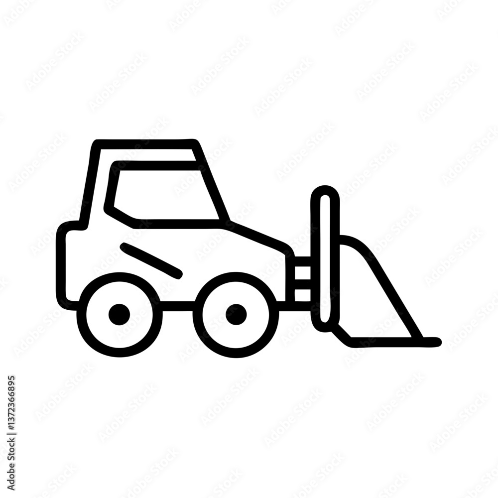 Skid Steer Loader Icon in Minimalistic Style Skid Steer Loader Icon in Minimalistic Style