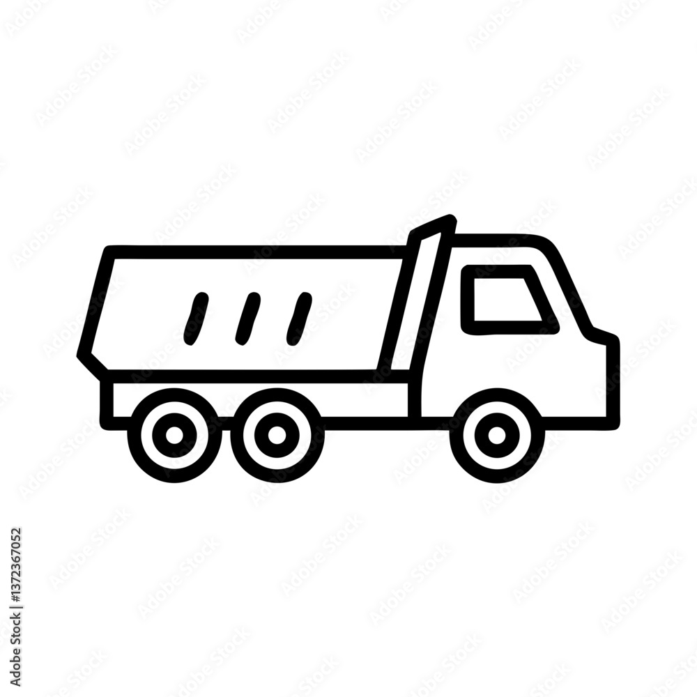Dump truck illustration in simple line art style on clear background Dump truck illustration in simple line art style on clear background