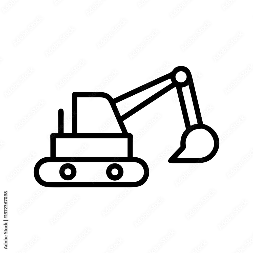 Naklejka premium Excavator icon in line art style representing construction equipment 