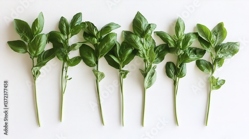 Wallpaper Mural Fresh basil stems neatly arranged in gigapixel standard scale nature scene high-quality image Torontodigital.ca