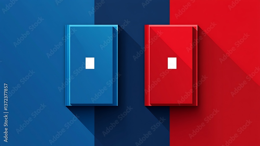 Blue and red squares with white squares inside their frames Blue and red squares with white squares inside their frames