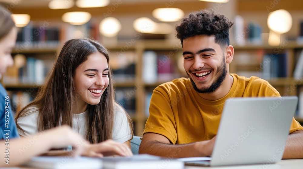 custom made wallpaper toronto digitalEnthusiastic Gen Z students collaborating in a bright library setting