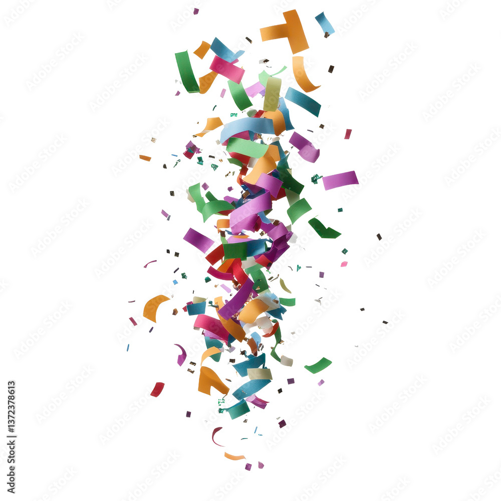 Naklejka premium Colorful Confetti Explosion Festive Celebration Background with Falling Paper Streamers and Shreds