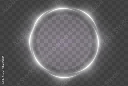 Neon magic circle. Futuristic light circle and circle. Light frame. Vector. Magic portal.